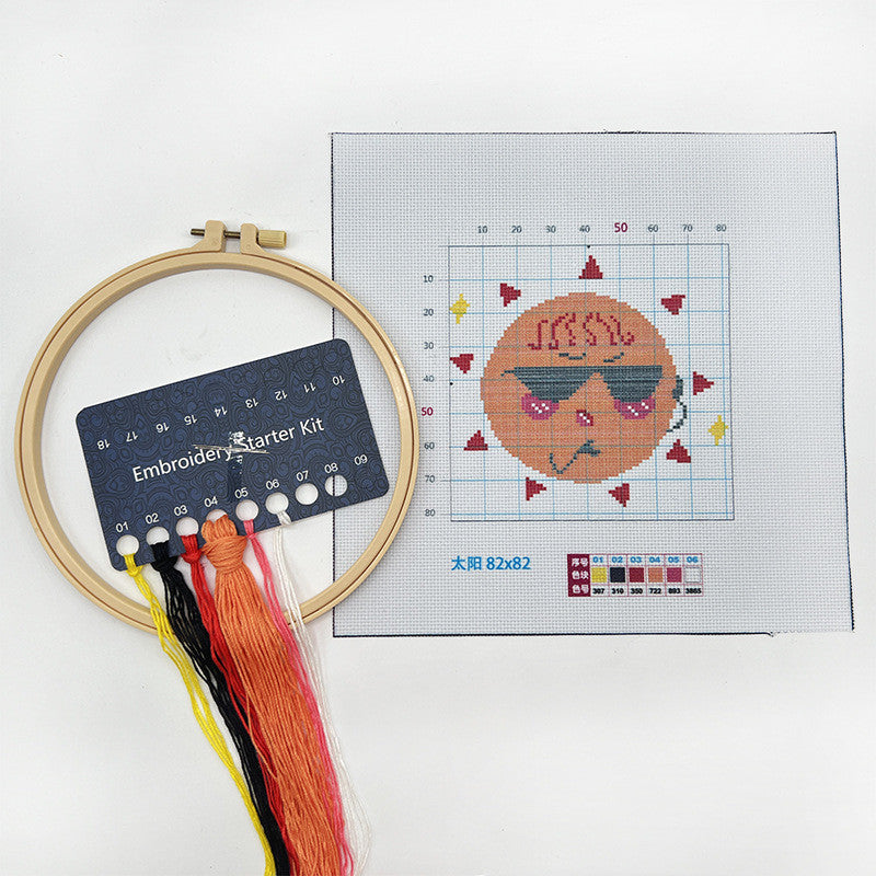 DIY Cross Stitch Kit – Cute Cartoon Wall Hanging | Embroidery | Beginner Practice Kit for Students