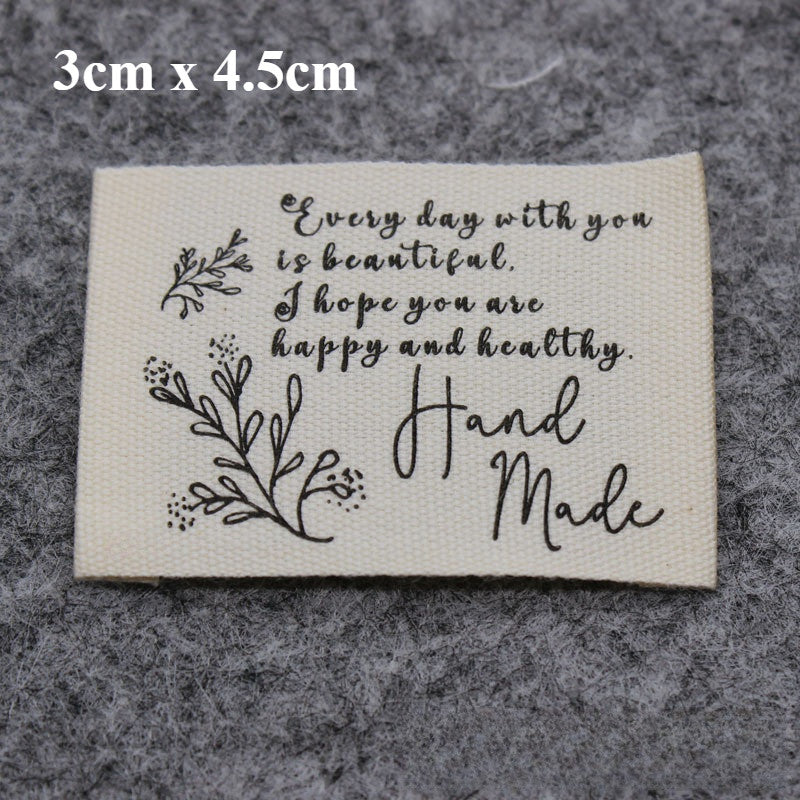 5pcs Cartoon Cute Cotton Handmade Printed Label DIY Handmade Article Collar Label Hair Band Cloth Label Trademark