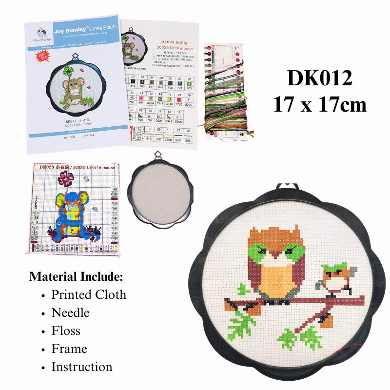 Kids DIY Cross Stitch Kit – Cute Cartoon Wall Hanging | Embroidery | Beginner Practice Kit for Students
