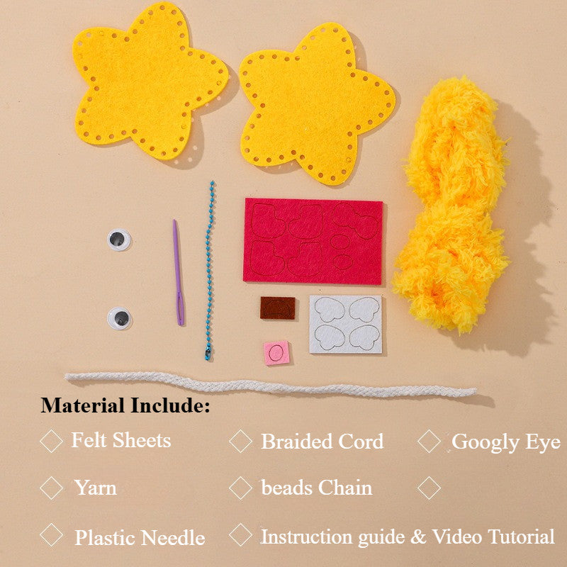 Kit Kraf Jahitan Felt DIY - Cartoon Sewing Kit- Educational DIY Wool Pendant for kids- Handmade Felt Sewing Craft Kit