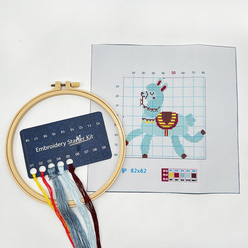 DIY Cross Stitch Kit – Cute Cartoon Wall Hanging | Embroidery | Beginner Practice Kit for Students