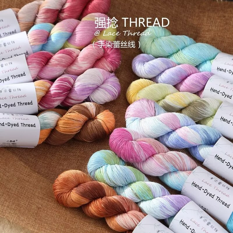 Hand-Dyed Gradient Lace Cotton Yarn | Strong Twist Summer Knitting & Crochet Yarn for Summer Shawls & Tops
