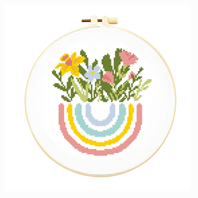 DIY Cross Stitch Kit – Cute Cartoon Wall Hanging | Embroidery | Beginner Practice Kit for Students