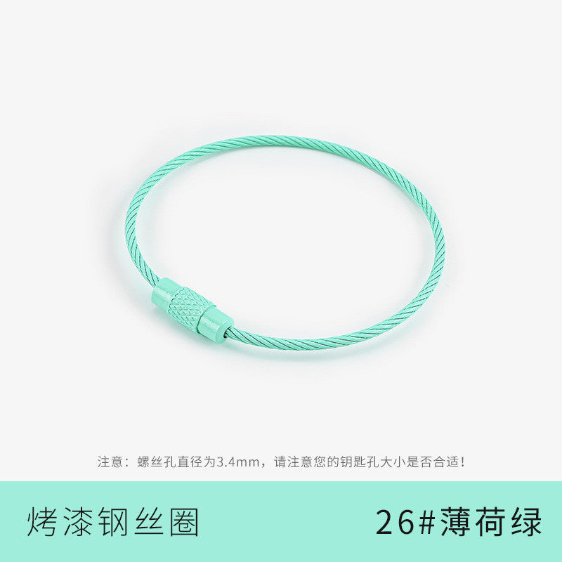 1pcs- Metallic Candy-Colored Painted Steel Wire Key Ring - Keychain- Gelung Gantungan Kunci