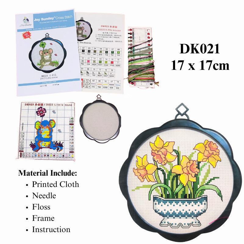 Kids DIY Cross Stitch Kit – Cute Cartoon Wall Hanging | Embroidery | Beginner Practice Kit for Students