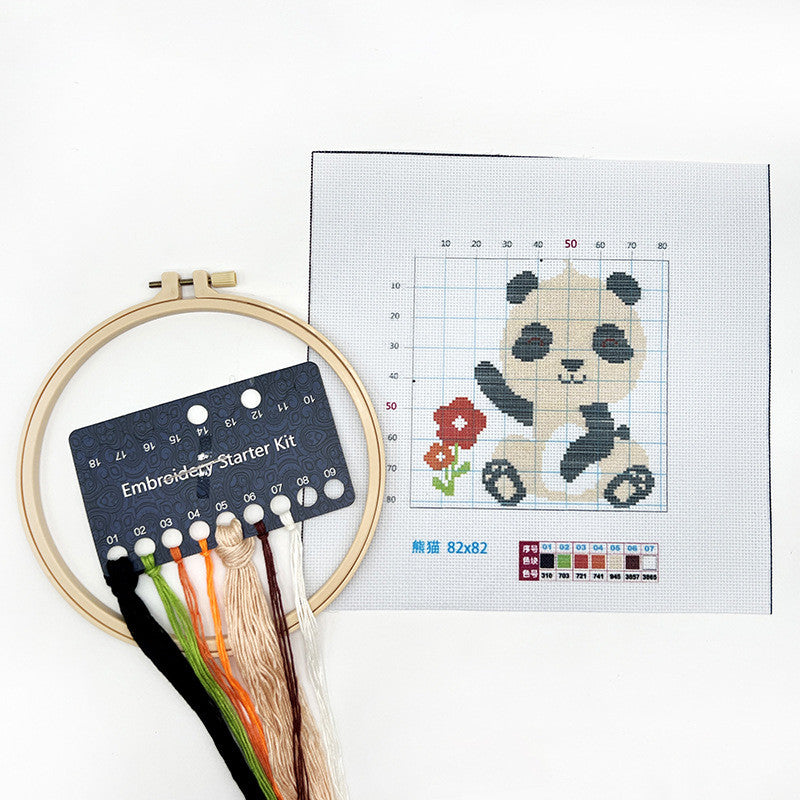 DIY Cross Stitch Kit – Cute Cartoon Wall Hanging | Embroidery | Beginner Practice Kit for Students