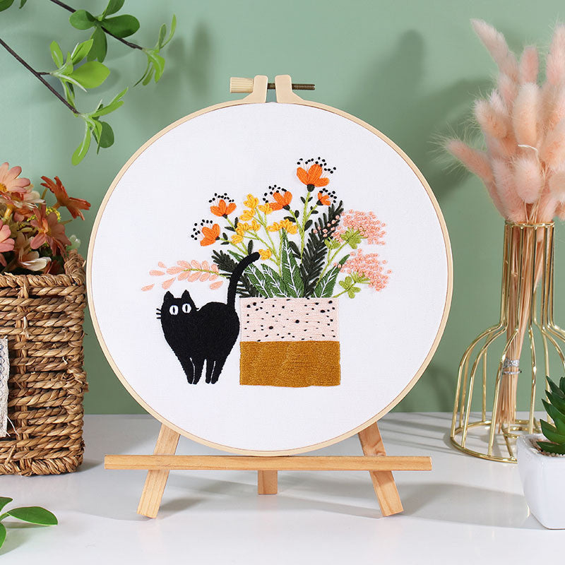 Embroidery Kit/ Needlework for Beginner/ Set Sulaman Tangan /DIY cross stitch set / Cat Series Embroidery Material Kit