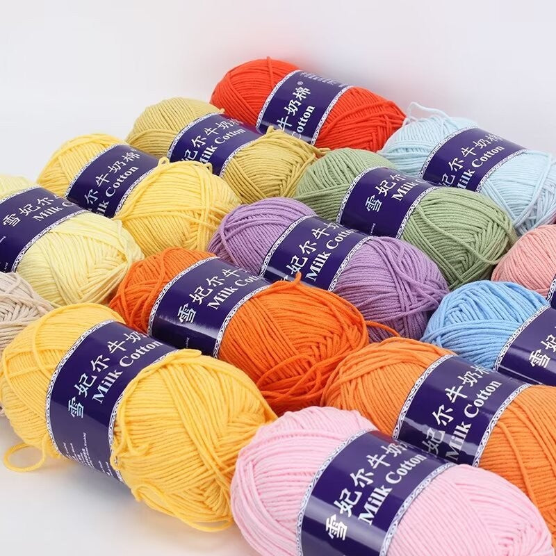 5Ply Milk Cotton Yarn (100g) – Premium Crochet & Knitting Yarn – Benang Kait – 雪妃尔