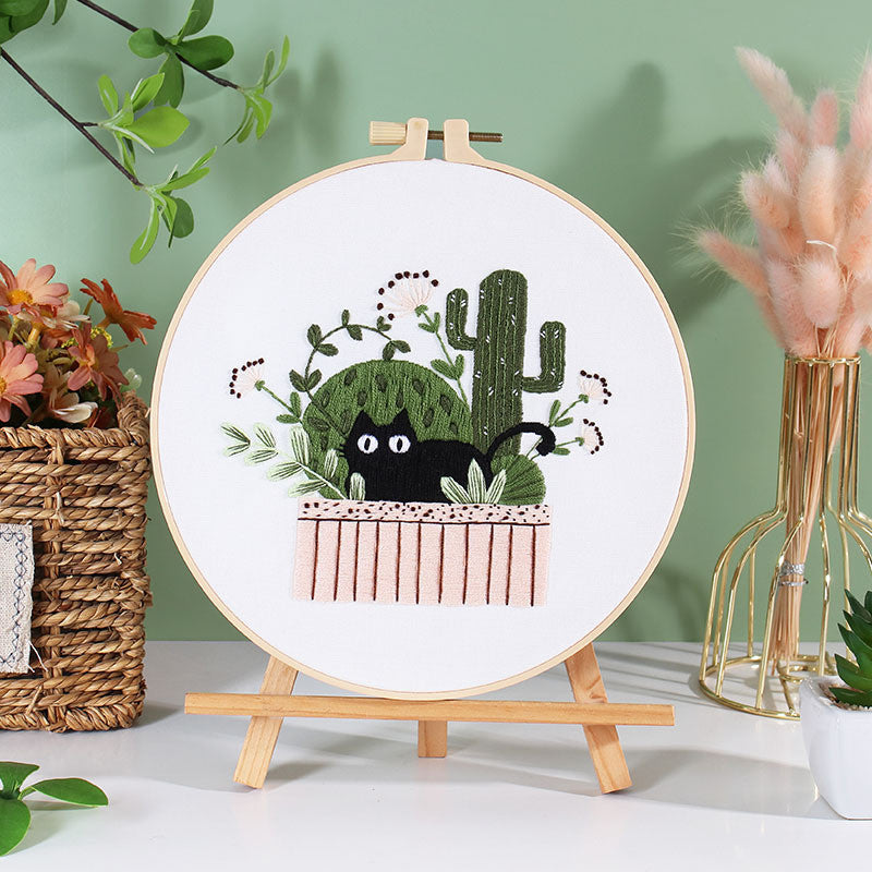 Embroidery Kit/ Needlework for Beginner/ Set Sulaman Tangan /DIY cross stitch set / Cat Series Embroidery Material Kit