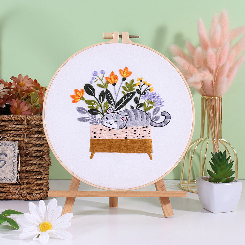 Embroidery Kit/ Needlework for Beginner/ Set Sulaman Tangan /DIY cross stitch set / Cat Series Embroidery Material Kit