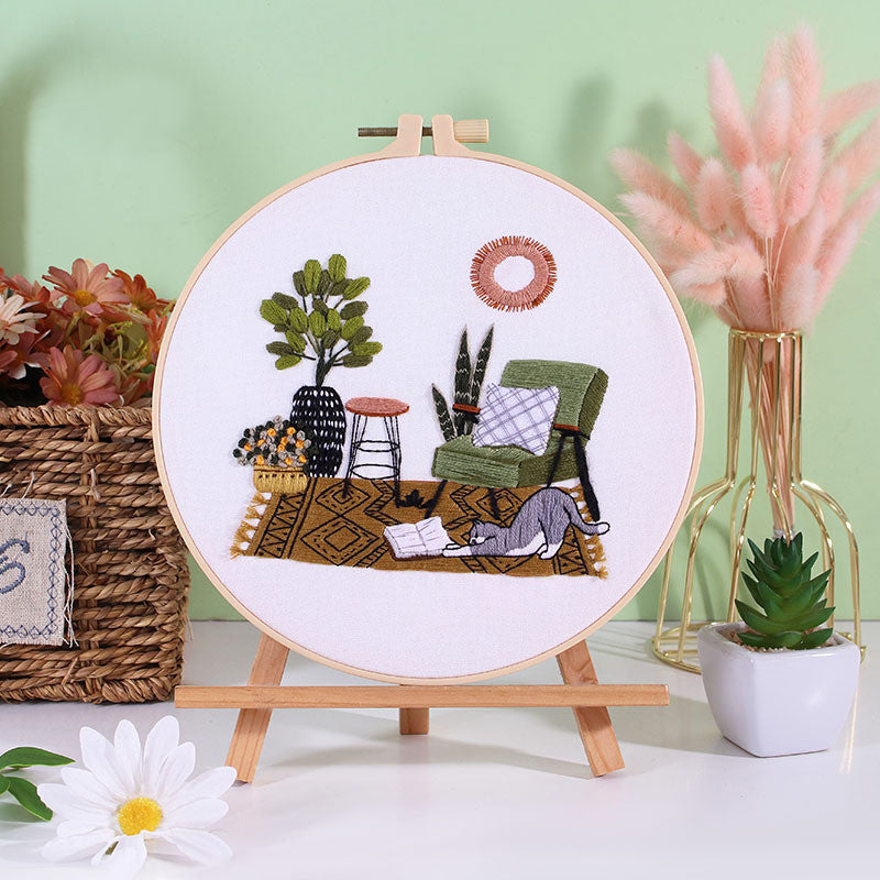 Embroidery Kit/ Needlework for Beginner/ Set Sulaman Tangan /DIY cross stitch set / Cat Series Embroidery Material Kit