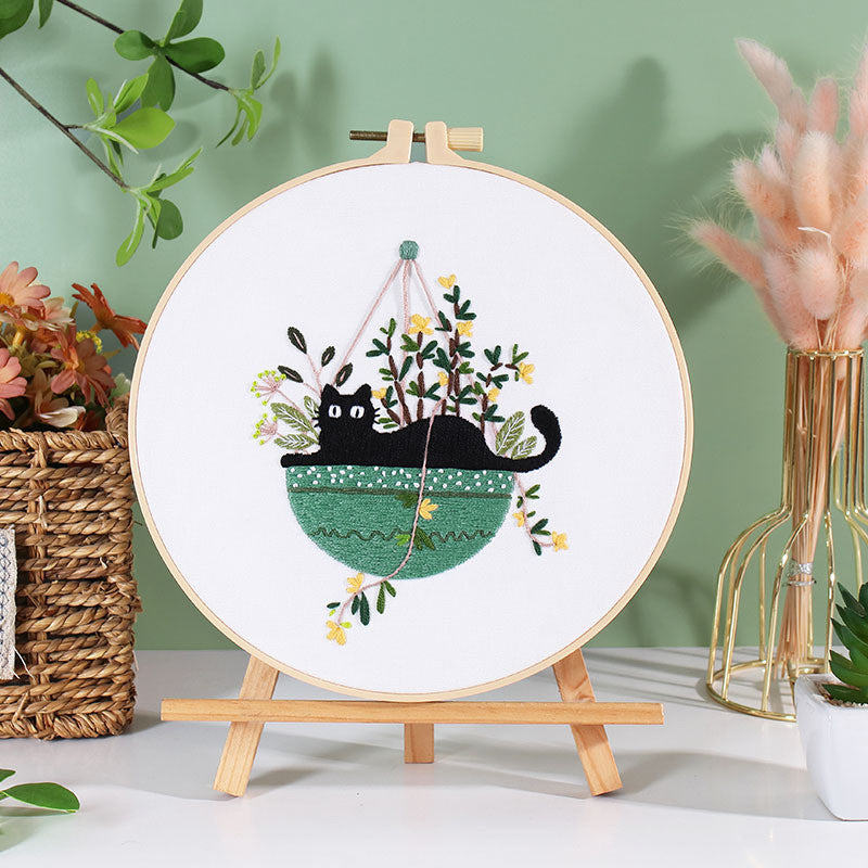 Embroidery Kit/ Needlework for Beginner/ Set Sulaman Tangan /DIY cross stitch set / Cat Series Embroidery Material Kit