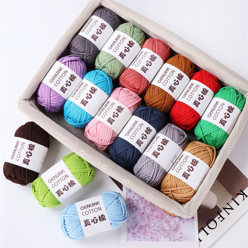 50g Core-Filled Cotton Yarn- Genuine Cotton Crochet Yarn- Core Filled T-Shirt Yarn- Benang Kait
