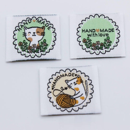 5pcs Cartoon Cute Cotton Handmade Printed Label DIY Handmade Article Collar Label Hair Band Cloth Label Trademark02