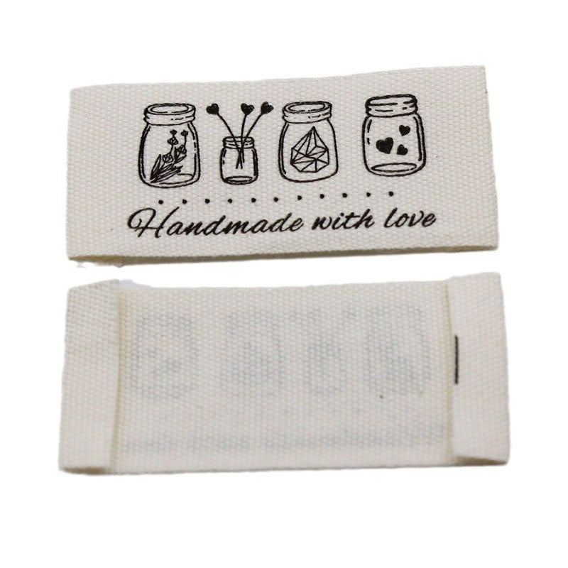 5pcs Cartoon Cute Cotton Handmade Printed Label DIY Handmade Article Collar Label Hair Band Cloth Label Trademark02