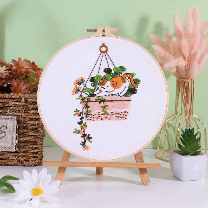Embroidery Kit/ Needlework for Beginner/ Set Sulaman Tangan /DIY cross stitch set / Cat Series Embroidery Material Kit