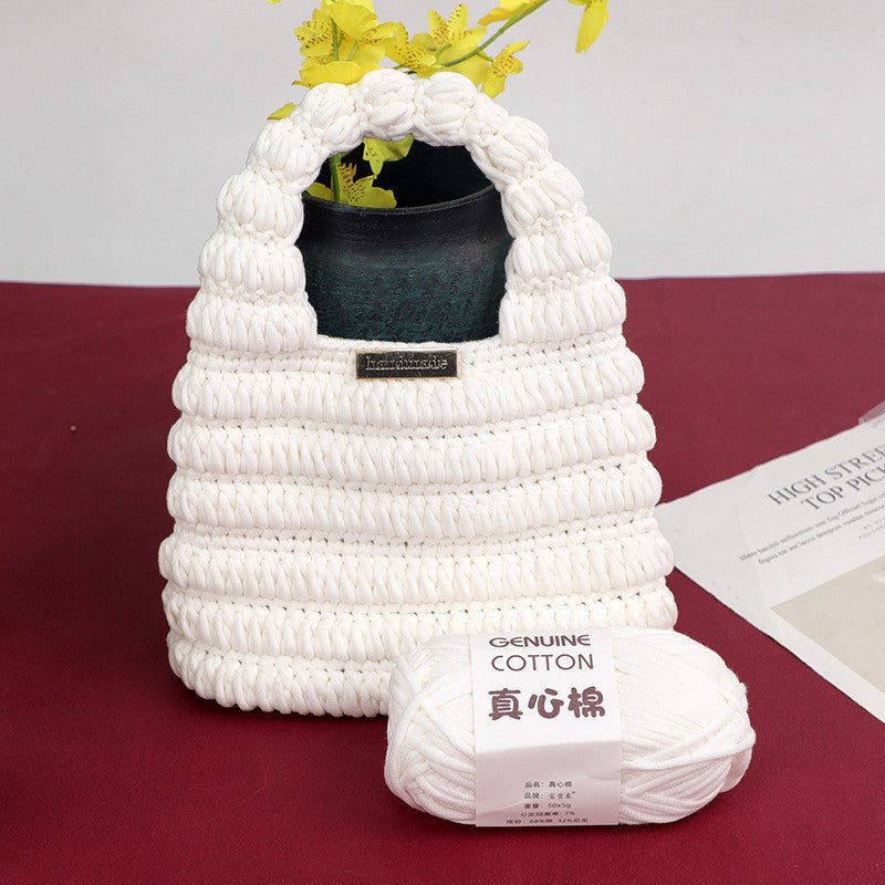 50g Core-Filled Cotton Yarn- Genuine Cotton Crochet Yarn- Core Filled T-Shirt Yarn- Benang Kait