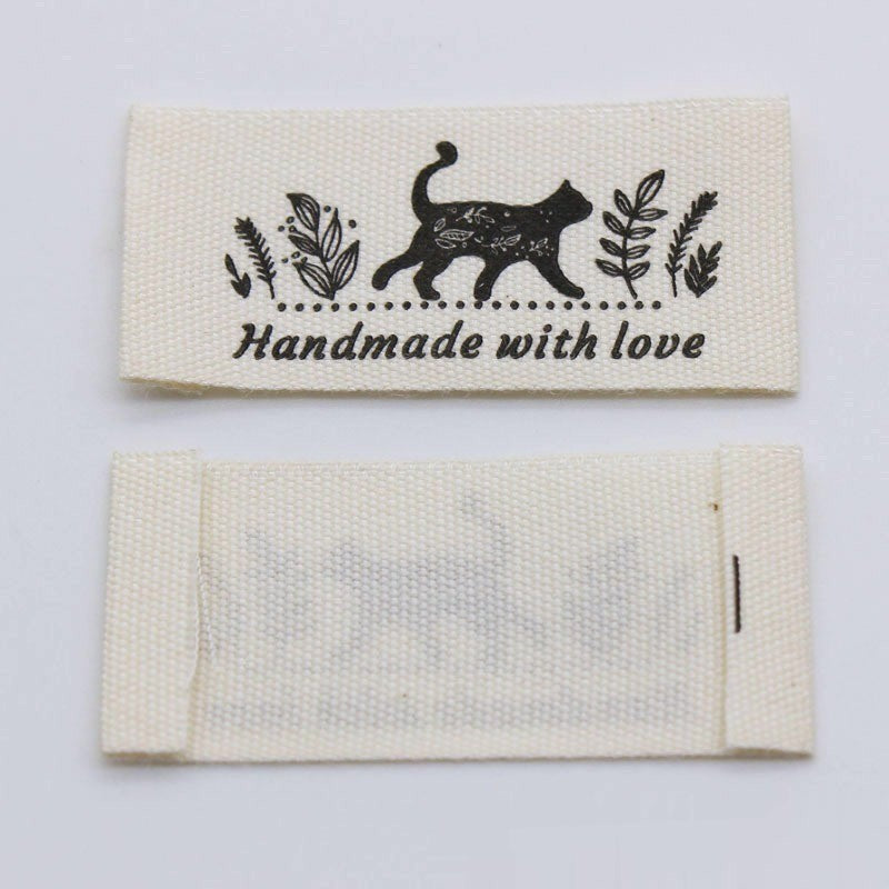 5pcs Cartoon Cute Cotton Handmade Printed Label DIY Handmade Article Collar Label Hair Band Cloth Label Trademark02