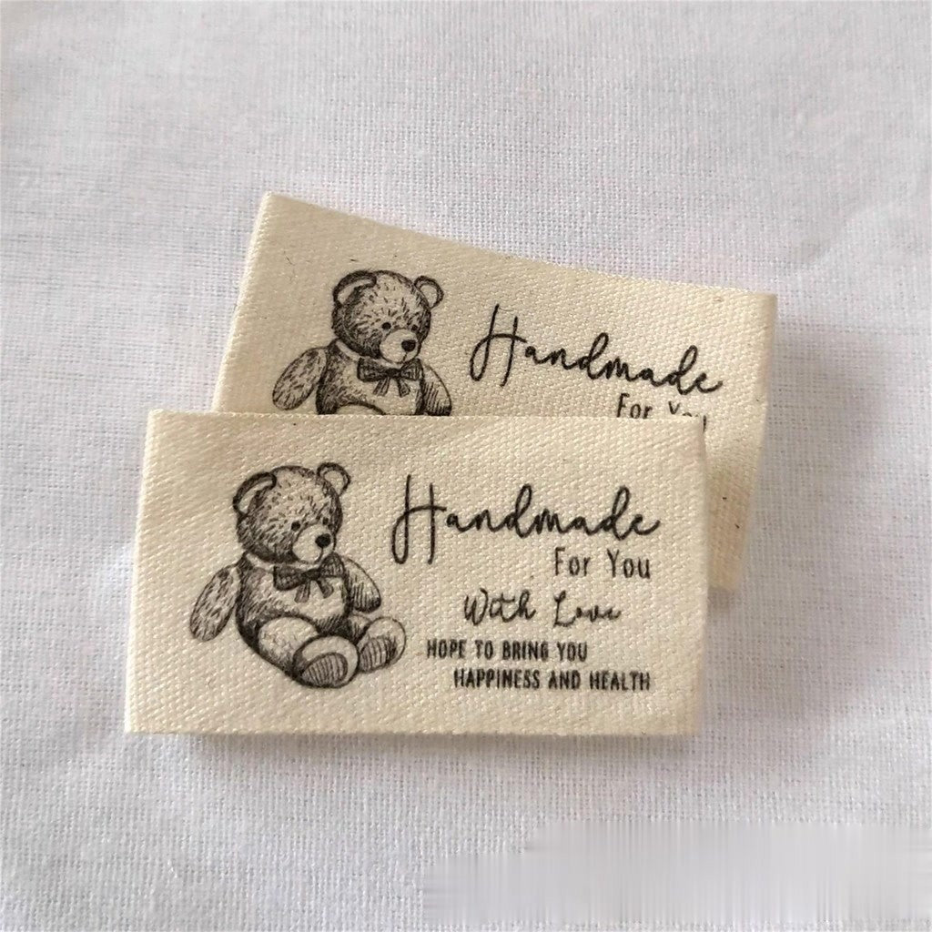 5pcs Cartoon Cute Cotton Handmade Printed Label DIY Handmade Article Collar Label Hair Band Cloth Label Trademark02