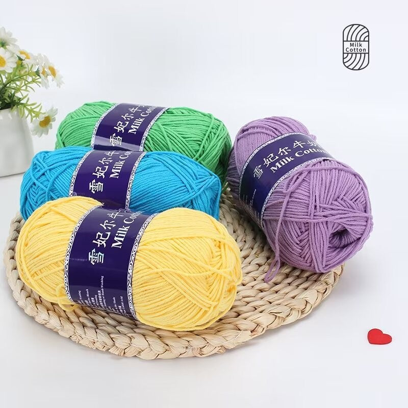 5Ply Milk Cotton Yarn (100g) – Premium Crochet & Knitting Yarn – Benang Kait – 雪妃尔
