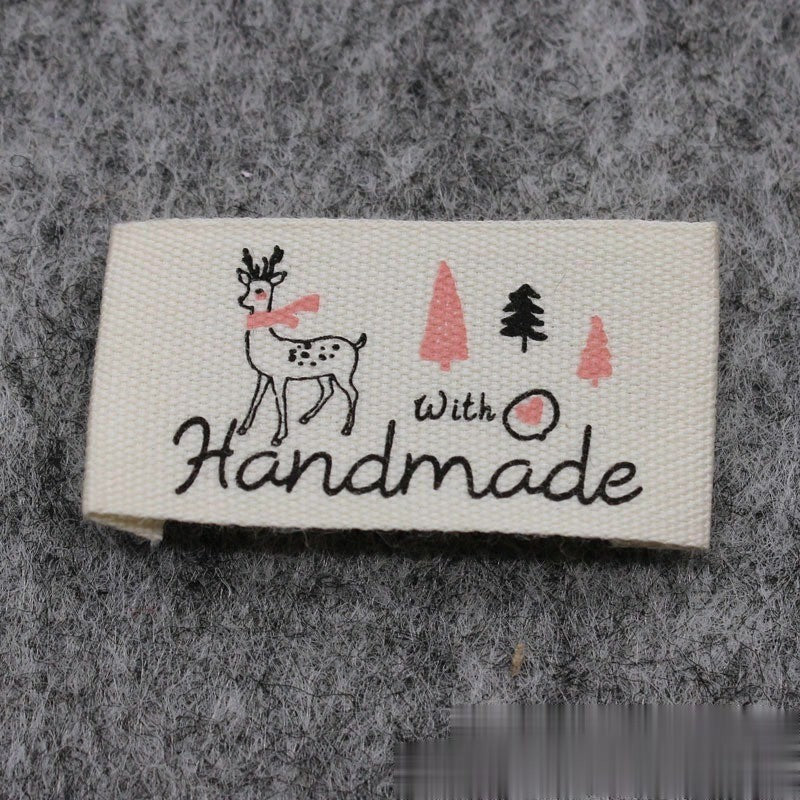 5pcs Cartoon Cute Cotton Handmade Printed Label DIY Handmade Article Collar Label Hair Band Cloth Label Trademark02
