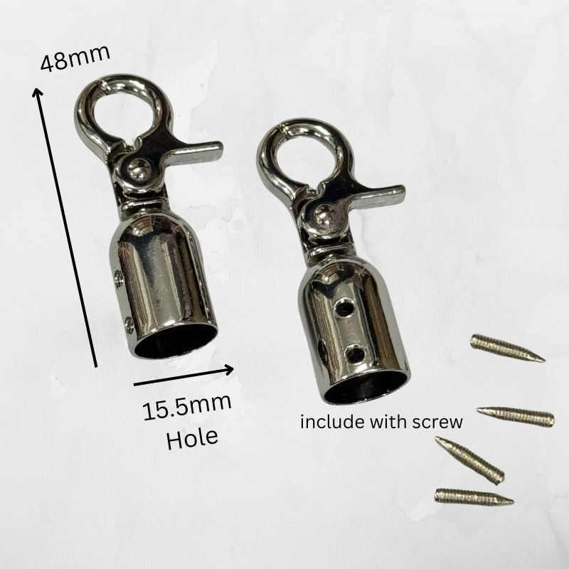 2pcs - Bell Buckle 12.5mm / 15.5mm- Rope Barrier End Stopper with Hook - Cangkuk Besi Kuku Kambing