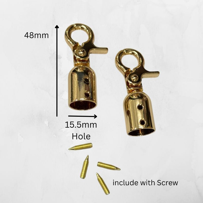 2pcs - Bell Buckle 12.5mm / 15.5mm- Rope Barrier End Stopper with Hook - Cangkuk Besi Kuku Kambing