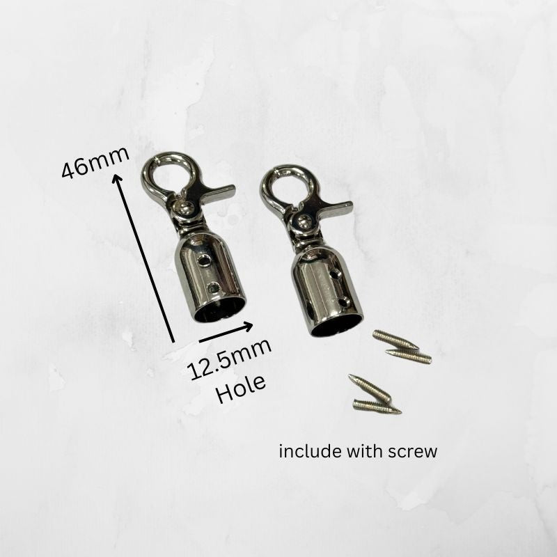 2pcs - Bell Buckle 12.5mm / 15.5mm- Rope Barrier End Stopper with Hook - Cangkuk Besi Kuku Kambing