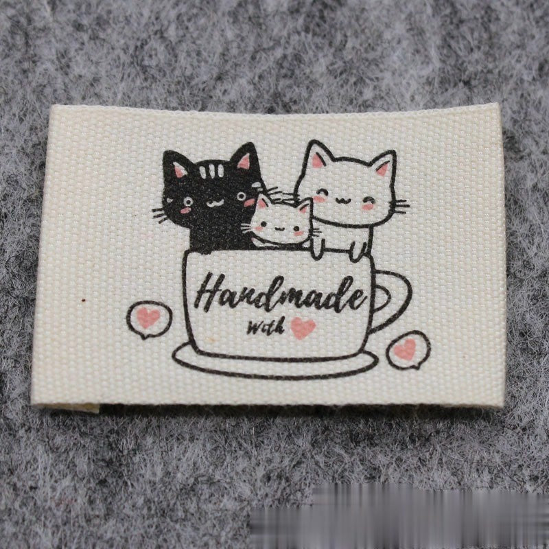 5pcs Cartoon Cute Cotton Handmade Printed Label DIY Handmade Article Collar Label Hair Band Cloth Label Trademark02