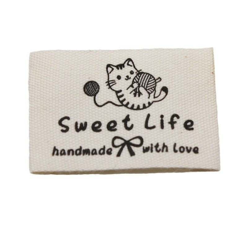 5pcs Cartoon Cute Cotton Handmade Printed Label DIY Handmade Article Collar Label Hair Band Cloth Label Trademark02
