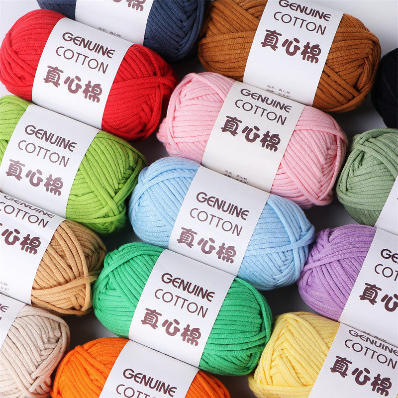 50g Core-Filled Cotton Yarn- Genuine Cotton Crochet Yarn- Core Filled T-Shirt Yarn- Benang Kait