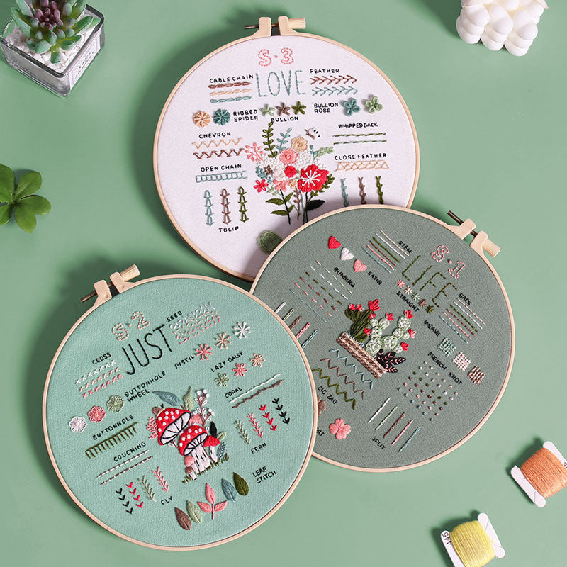 Beginner Practice Embroidery Kit- Needlework for Beginner- Basic Stitching Set - Set Sulaman Tangan