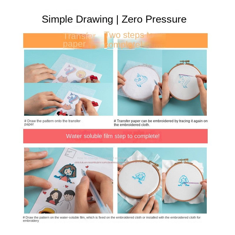 5pcs Water Soluble Film - Transfer Paper- Water soluble Cloth- Embroidery Tools