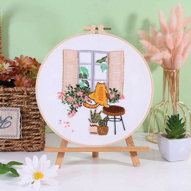 Embroidery Kit/ Needlework for Beginner/ Set Sulaman Tangan /DIY cross stitch set / Cat Series Embroidery Material Kit