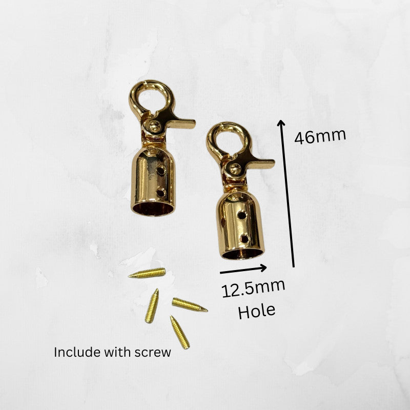 2pcs - Bell Buckle 12.5mm / 15.5mm- Rope Barrier End Stopper with Hook - Cangkuk Besi Kuku Kambing