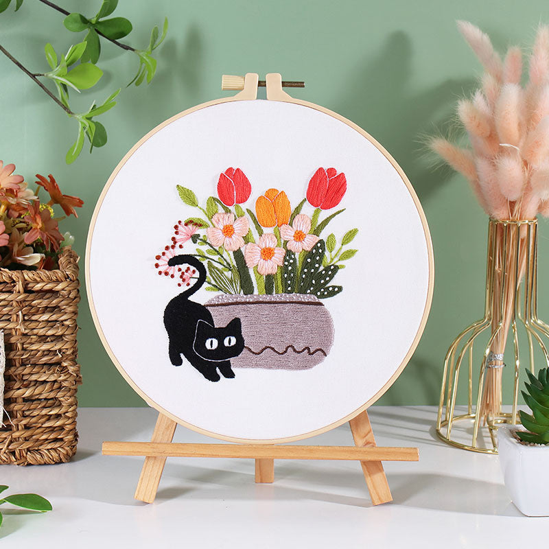 Embroidery Kit/ Needlework for Beginner/ Set Sulaman Tangan /DIY cross stitch set / Cat Series Embroidery Material Kit