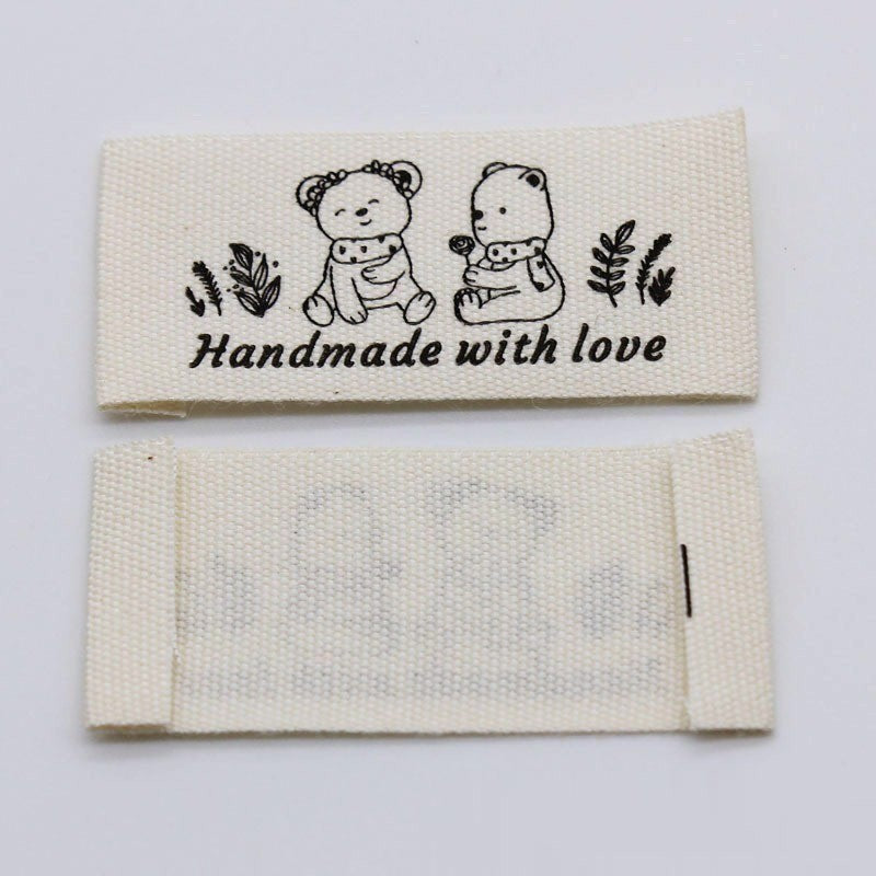 5pcs Cartoon Cute Cotton Handmade Printed Label DIY Handmade Article Collar Label Hair Band Cloth Label Trademark02