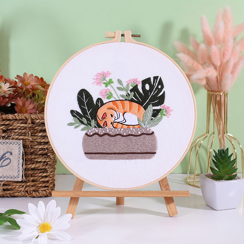 Embroidery Kit/ Needlework for Beginner/ Set Sulaman Tangan /DIY cross stitch set / Cat Series Embroidery Material Kit