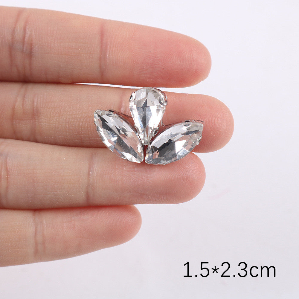 Premium Quality- Chunky Diamond Beads- Iron on Rhinestone - Crystal Clear Patch Diamond Beads- Manik Tampal