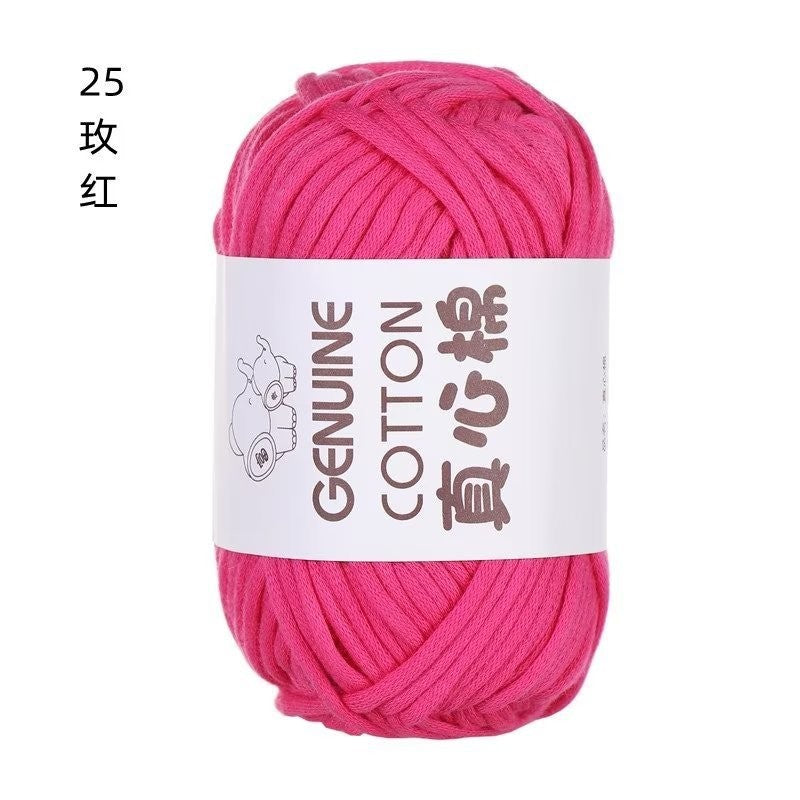 50g Core-Filled Cotton Yarn- Genuine Cotton Crochet Yarn- Core Filled T-Shirt Yarn- Benang Kait