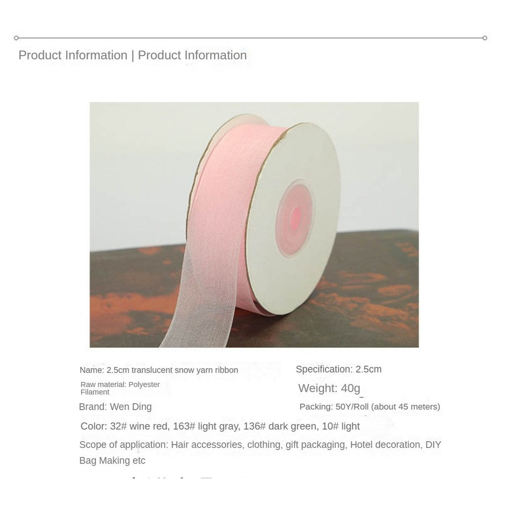 50 Yards Ribbon Organza 25mm width for decoration/ DIY Bag Sewing Ribbon/ Reben Organsa