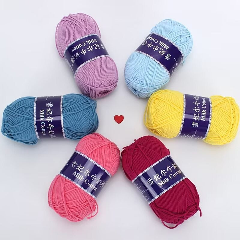5Ply Milk Cotton Yarn (100g) – Premium Crochet & Knitting Yarn – Benang Kait – 雪妃尔