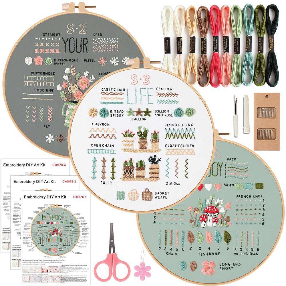 Beginner Practice Embroidery Kit- Needlework for Beginner- Basic Stitching Set - Set Sulaman Tangan