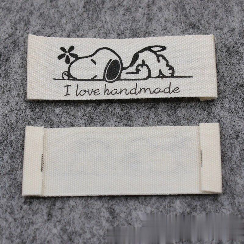 5pcs Cartoon Cute Cotton Handmade Printed Label DIY Handmade Article Collar Label Hair Band Cloth Label Trademark02
