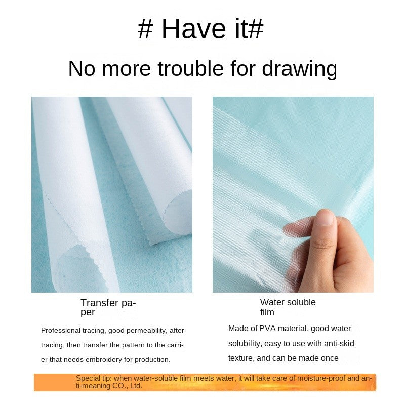 5pcs Water Soluble Film - Transfer Paper- Water soluble Cloth- Embroidery Tools