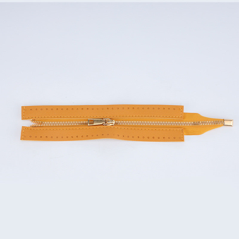24cm PU Leather Zipper for crochet Bag- Woven Bag Hardware Sewing PU Leather Zipper