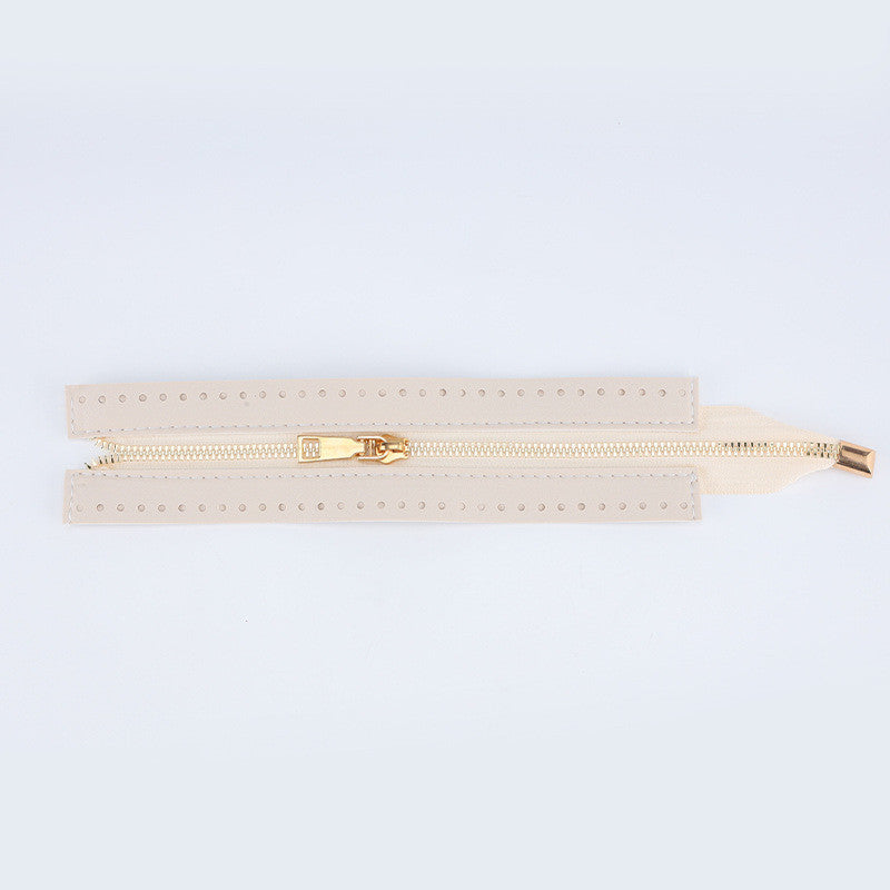 24cm PU Leather Zipper for crochet Bag- Woven Bag Hardware Sewing PU Leather Zipper