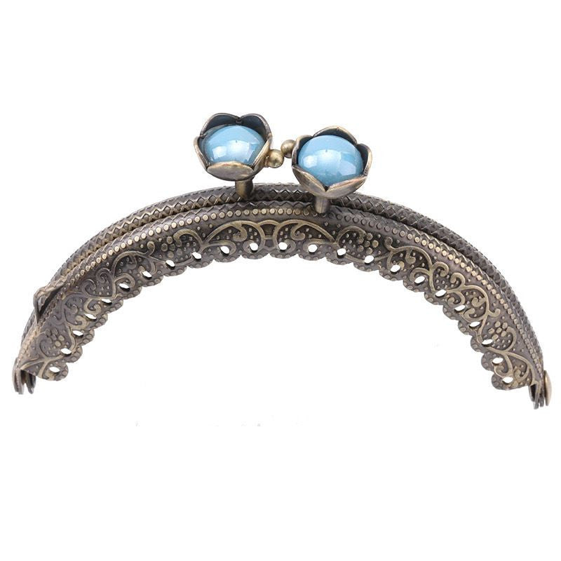 8.5cm Bronze Colour Kiss Lock Lotus Head Semi circle Purse Frame DIY Purse Accessories Sewing Clasp Purse Crochet 口金钱包包