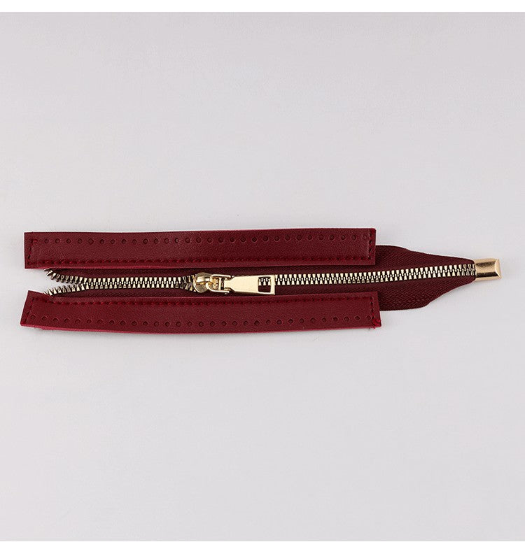 24cm PU Leather Zipper for crochet Bag- Woven Bag Hardware Sewing PU Leather Zipper