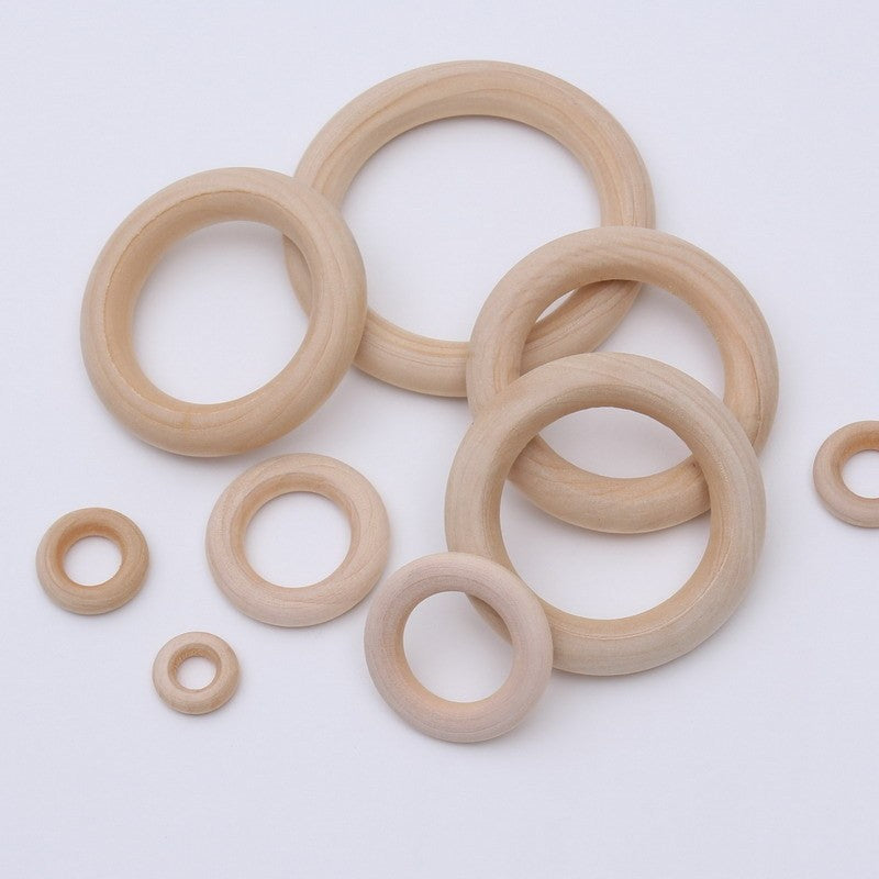 15–100mm Natural Wood Color Wooden Rings – Wooden Circle Pendants - Unfinished Macrame Wooden Ring
